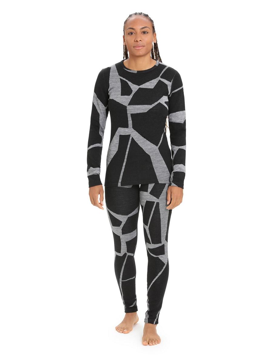 Black / Jet Heather Icebreaker Merino 250 Vertex Thermal Fractured Landscapes Women's Leggings | AU 1542ILHS